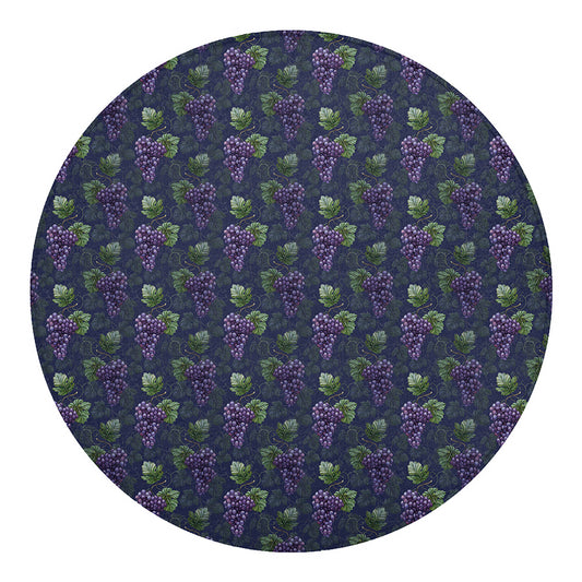 Watercolor Purple Grapes Pattern Print Round Blanket