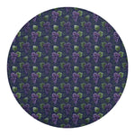 Watercolor Purple Grapes Pattern Print Round Blanket