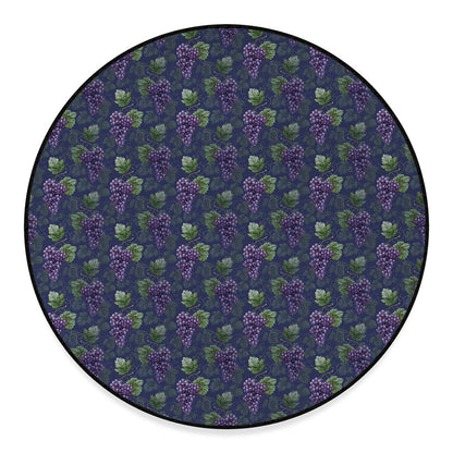Watercolor Purple Grapes Pattern Print Round Floor Mat