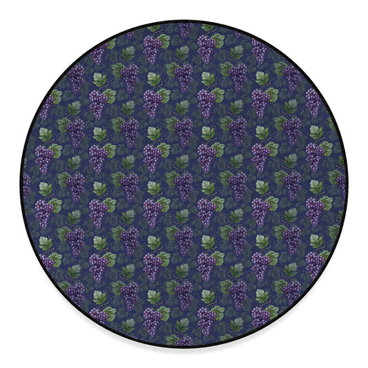Watercolor Purple Grapes Pattern Print Round Floor Mat