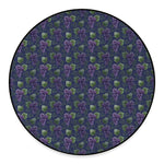 Watercolor Purple Grapes Pattern Print Round Floor Mat