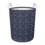 Watercolor Purple Grapes Pattern Print Round Laundry Basket