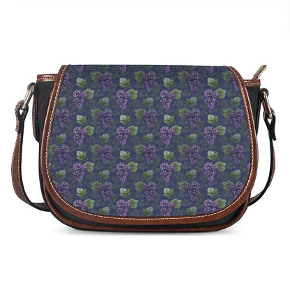 Watercolor Purple Grapes Pattern Print Saddle Bag