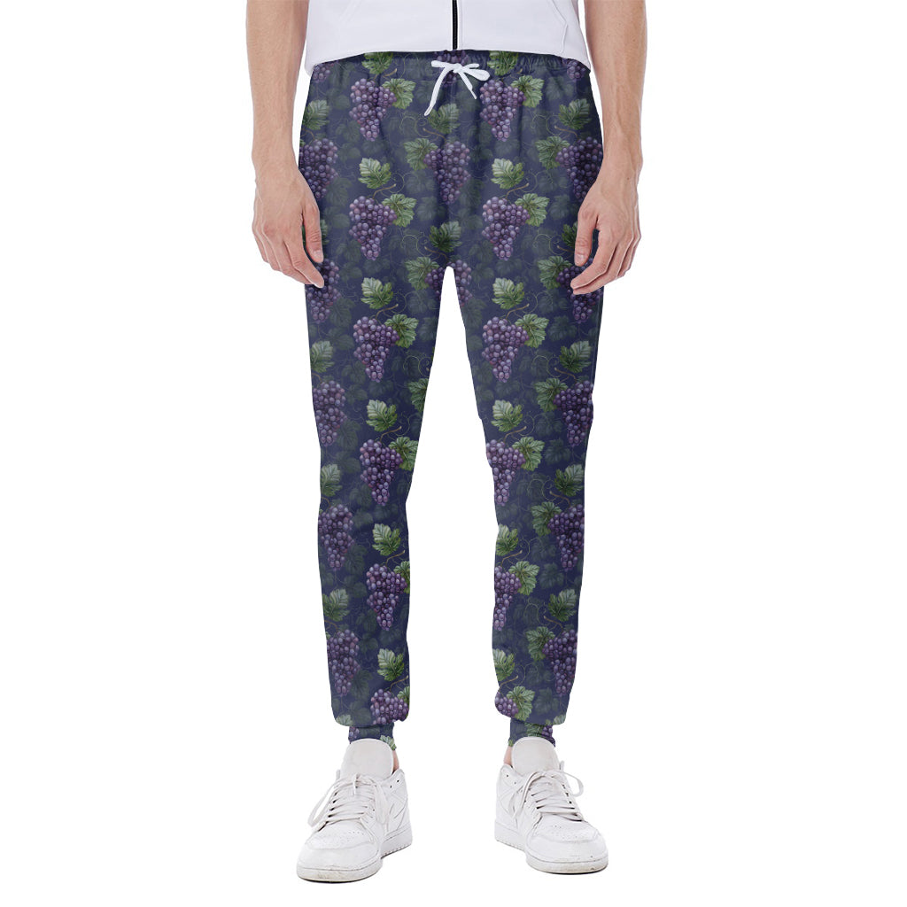 Watercolor Purple Grapes Pattern Print Scuba Joggers