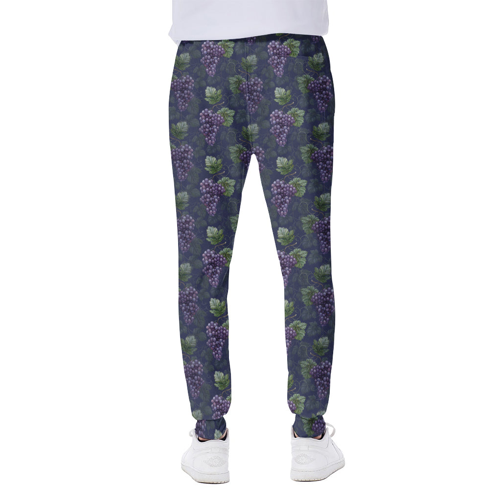 Watercolor Purple Grapes Pattern Print Scuba Joggers