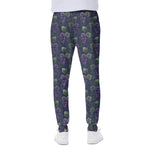 Watercolor Purple Grapes Pattern Print Scuba Joggers