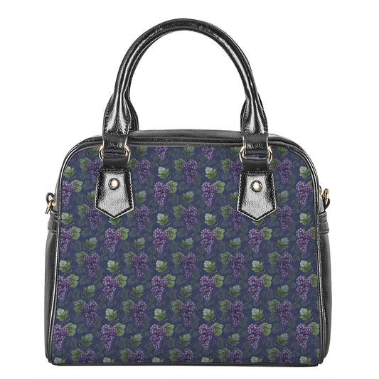 Watercolor Purple Grapes Pattern Print Shoulder Handbag