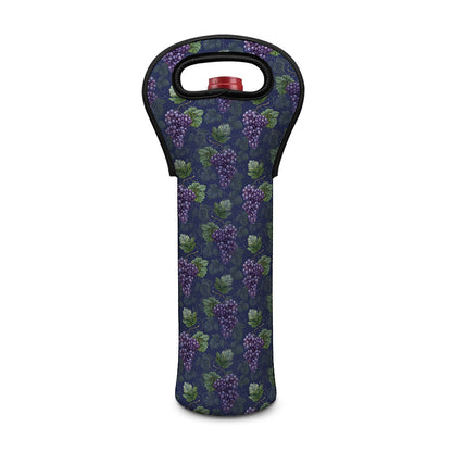 Watercolor Purple Grapes Pattern Print Single Neoprene Wine Tote
