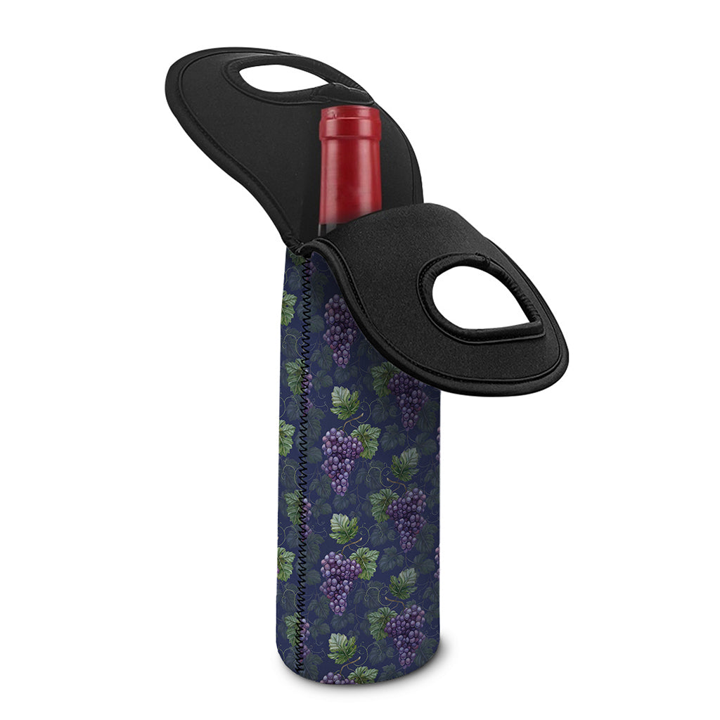 Watercolor Purple Grapes Pattern Print Single Neoprene Wine Tote