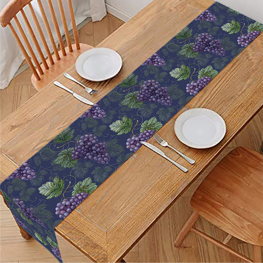 Watercolor Purple Grapes Pattern Print Table Runner