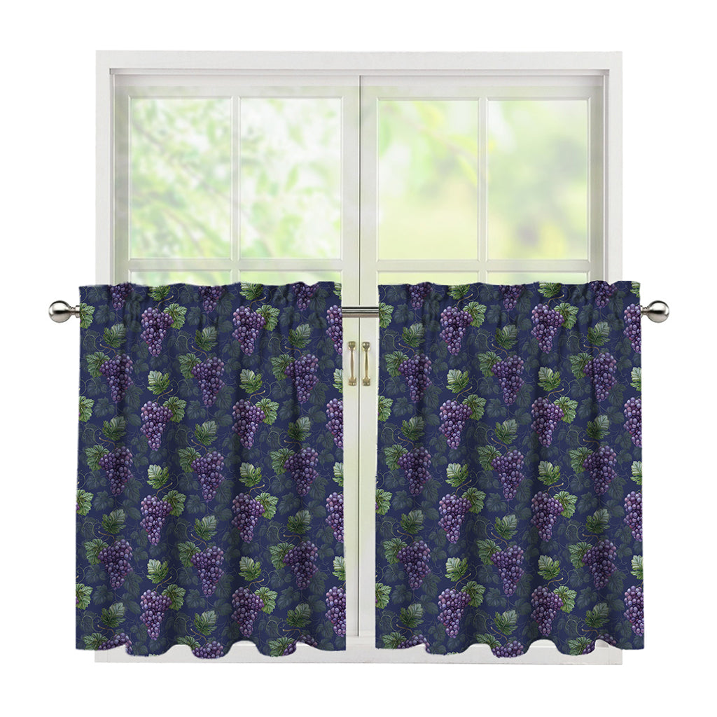Watercolor Purple Grapes Pattern Print Tier Curtains