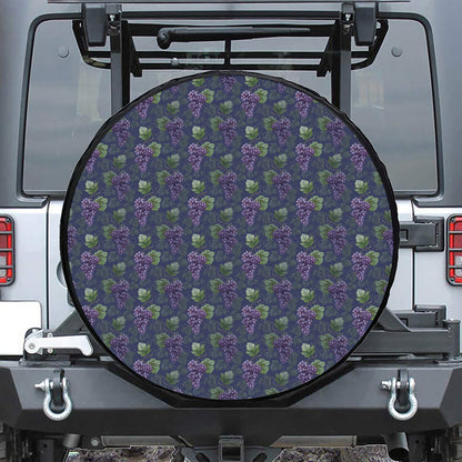 Watercolor Purple Grapes Pattern Print Tire Cover