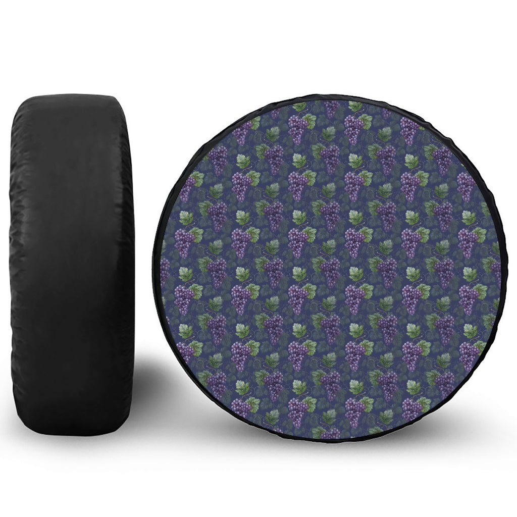 Watercolor Purple Grapes Pattern Print Tire Cover