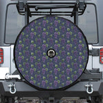 Watercolor Purple Grapes Pattern Print Tire Cover With Camera Hole