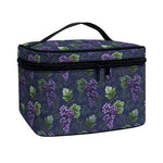 Watercolor Purple Grapes Pattern Print Travel Makeup Bag