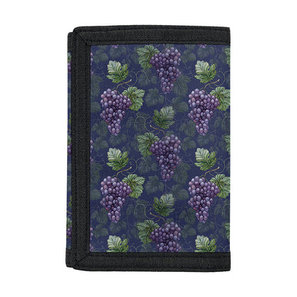 Watercolor Purple Grapes Pattern Print Trifold Wallet