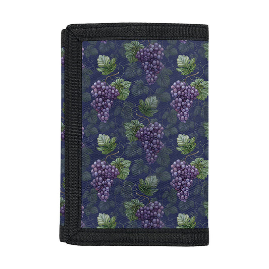 Watercolor Purple Grapes Pattern Print Trifold Wallet