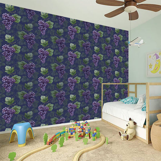 Watercolor Purple Grapes Pattern Print Wall Sticker