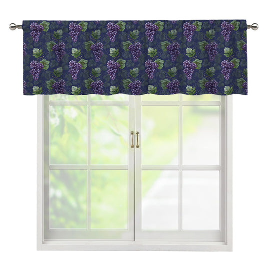 Watercolor Purple Grapes Pattern Print Window Valance