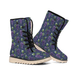 Watercolor Purple Grapes Pattern Print Winter Boots