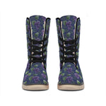 Watercolor Purple Grapes Pattern Print Winter Boots