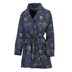 Watercolor Purple Grapes Pattern Print Women's Bathrobe