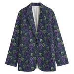 Watercolor Purple Grapes Pattern Print Women's Blazer