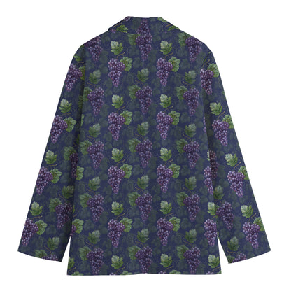 Watercolor Purple Grapes Pattern Print Women's Blazer