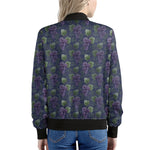 Watercolor Purple Grapes Pattern Print Women's Bomber Jacket
