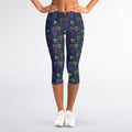 Watercolor Purple Grapes Pattern Print Women's Capri Leggings