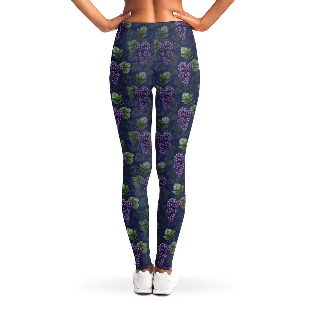 Watercolor Purple Grapes Pattern Print Women's Leggings