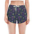 Watercolor Purple Grapes Pattern Print Women's Split Running Shorts