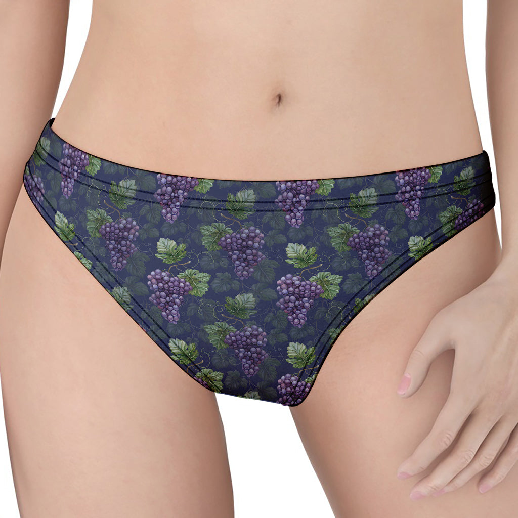 Watercolor Purple Grapes Pattern Print Women's Thong