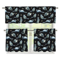 Watercolor Raccoon Pattern Print 3 Piece Kitchen Curtains
