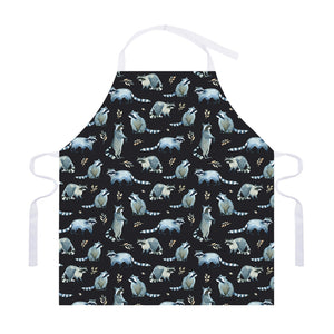 Watercolor Raccoon Pattern Print Adjustable Apron