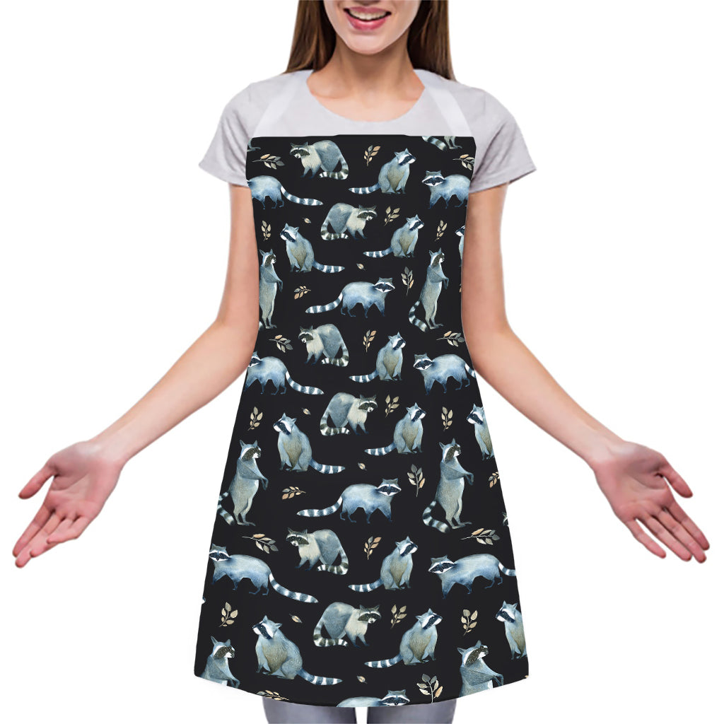 Watercolor Raccoon Pattern Print Adjustable Apron