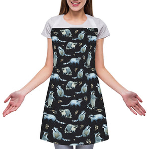 Watercolor Raccoon Pattern Print Adjustable Apron