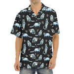 Watercolor Raccoon Pattern Print Aloha Shirt