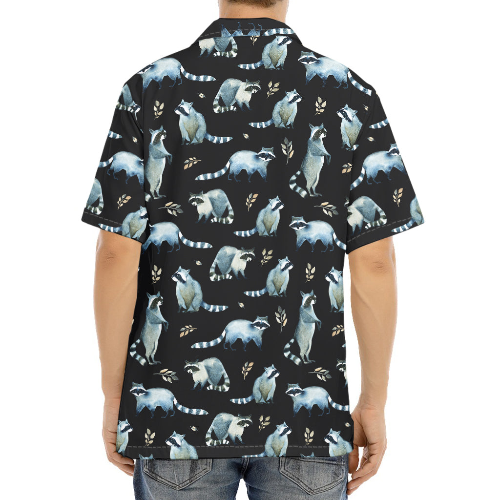 Watercolor Raccoon Pattern Print Aloha Shirt