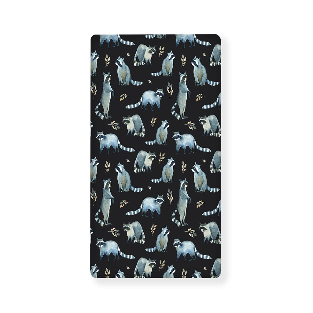 Watercolor Raccoon Pattern Print Baby Crib Sheet
