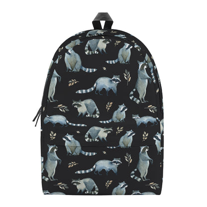 Watercolor Raccoon Pattern Print Backpack