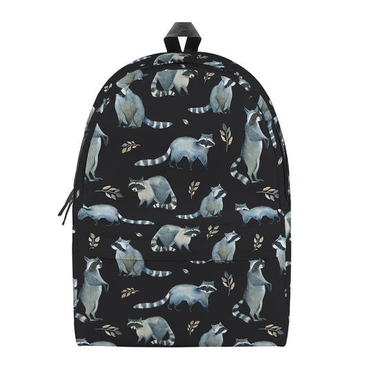 Watercolor Raccoon Pattern Print Backpack