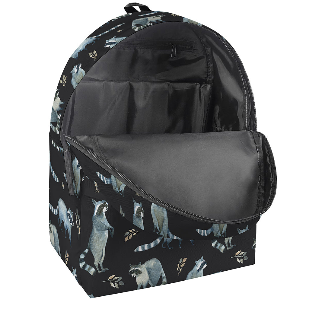 Watercolor Raccoon Pattern Print Backpack