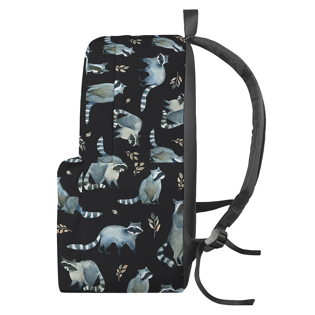 Watercolor Raccoon Pattern Print Backpack