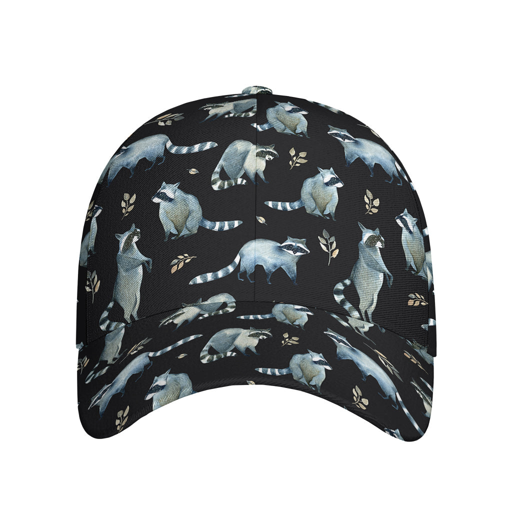 Watercolor Raccoon Pattern Print Baseball Cap