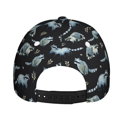 Watercolor Raccoon Pattern Print Baseball Cap