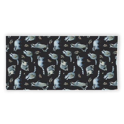 Watercolor Raccoon Pattern Print Beach Towel