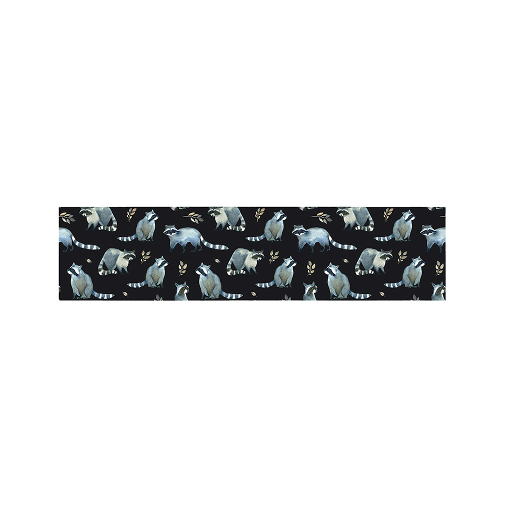Watercolor Raccoon Pattern Print Bed Runner