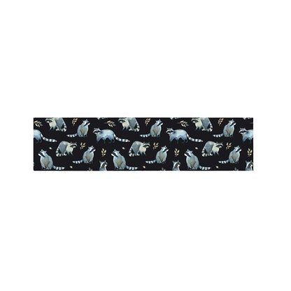 Watercolor Raccoon Pattern Print Bed Runner