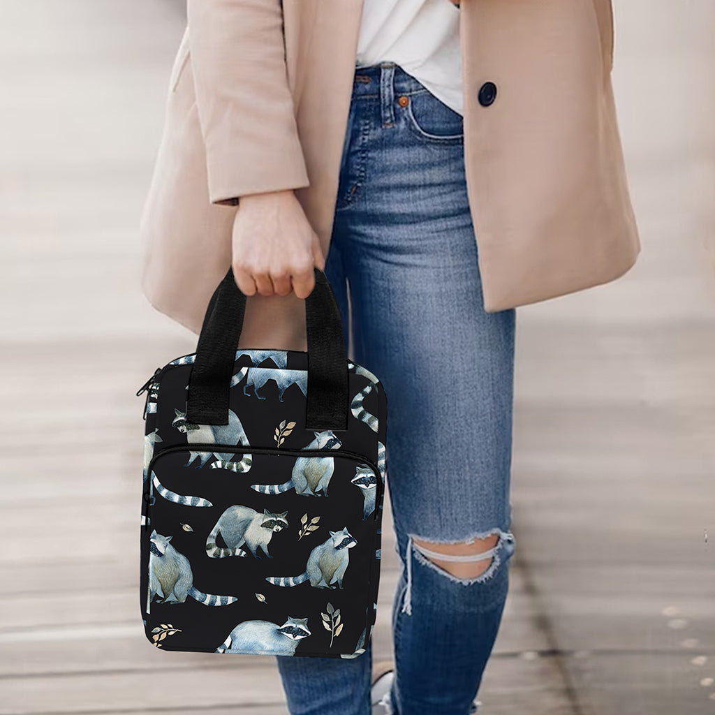 Watercolor Raccoon Pattern Print Bible Tote Bag